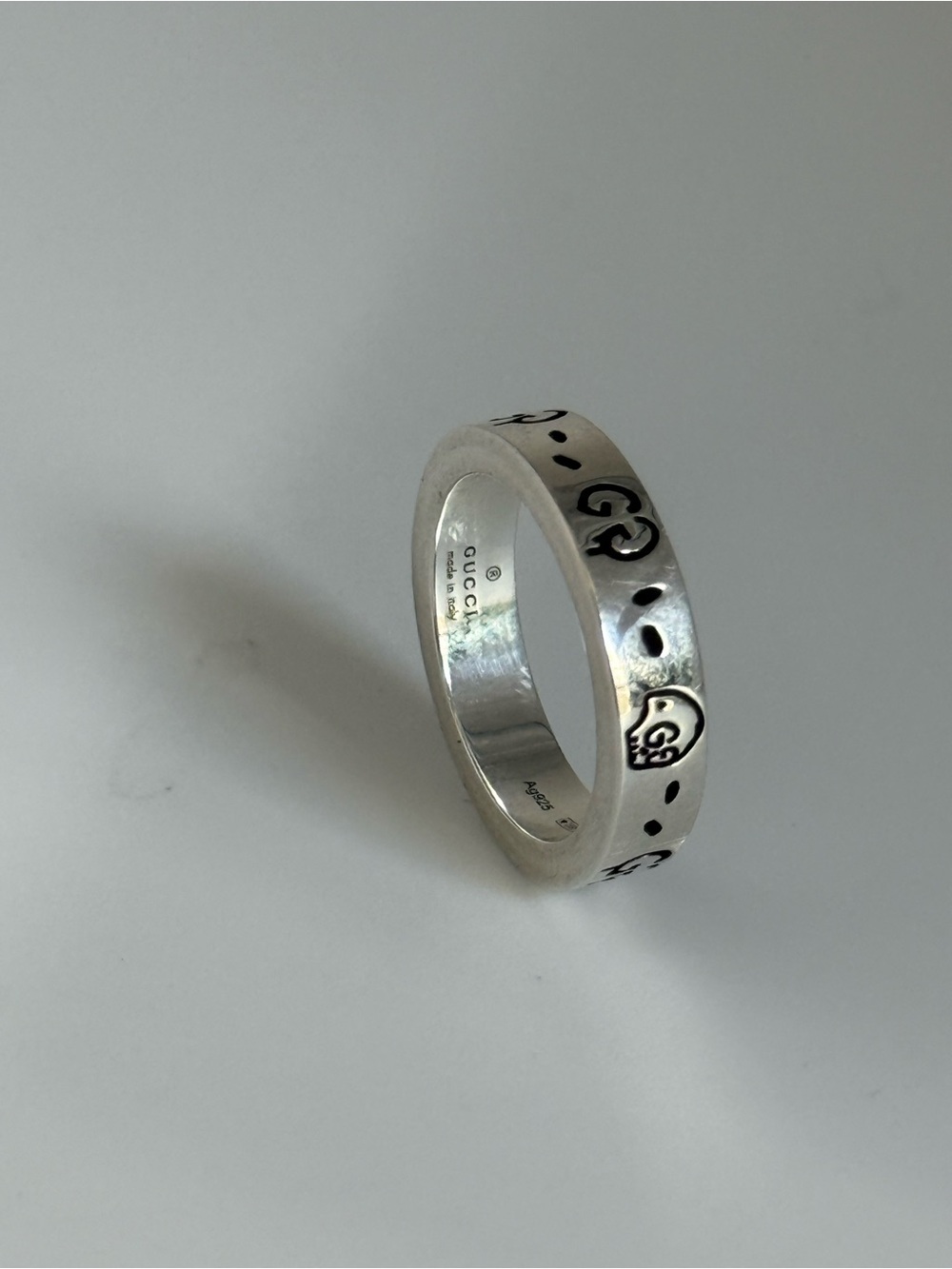 Gucci Ghost Thin Silver 925 Ring sz 4 Pinky Ring